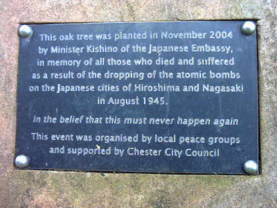 Hiroshima and Nagasaki Memorial Tree Plaque